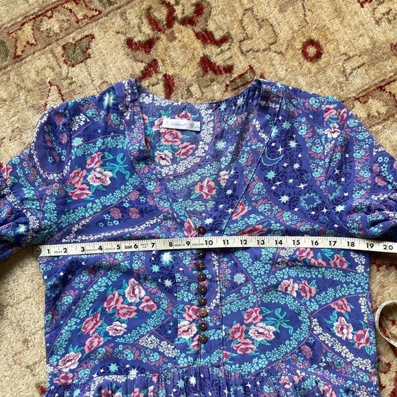 R. Vivimos Floral Paisley Print Flowly Boho V-Neck MIDI Dress Women’s 8/10 - Picture 10 of 15